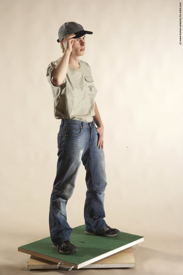 Casual Man White Standing poses - ALL Slim Short Blond Standing poses - simple Academic