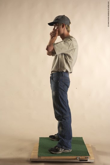 Casual Man White Standing poses - ALL Slim Short Blond Standing poses - simple Academic