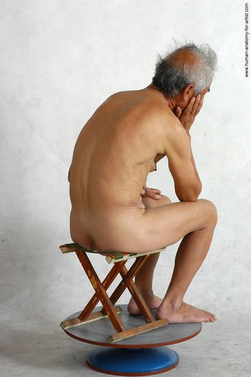 and more Nude Man Asian Sitting poses - simple Slim Short Grey Sitting poses - ALL Realistic