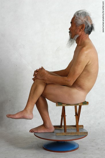 and more Nude Man Asian Sitting poses - simple Slim Short Grey Sitting poses - ALL Realistic