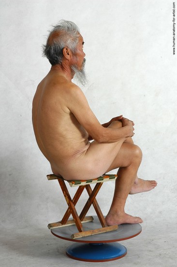 and more Nude Man Asian Sitting poses - simple Slim Short Grey Sitting poses - ALL Realistic