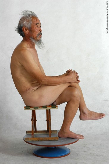 and more Nude Man Asian Sitting poses - simple Slim Short Grey Sitting poses - ALL Realistic