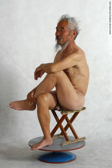 and more Nude Man Asian Sitting poses - simple Slim Short Grey Sitting poses - ALL Realistic