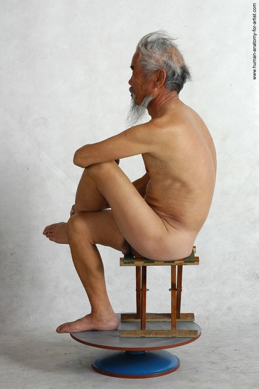 and more Nude Man Asian Sitting poses - simple Slim Short Grey Sitting poses - ALL Realistic