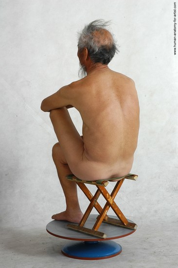 and more Nude Man Asian Sitting poses - simple Slim Short Grey Sitting poses - ALL Realistic