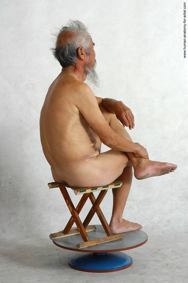 and more Nude Man Asian Sitting poses - simple Slim Short Grey Sitting poses - ALL Realistic