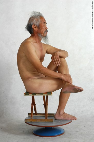 and more Nude Man Asian Sitting poses - simple Slim Short Grey Sitting poses - ALL Realistic