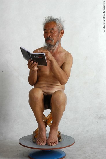 and more Nude Man Asian Sitting poses - simple Slim Short Grey Sitting poses - ALL Realistic