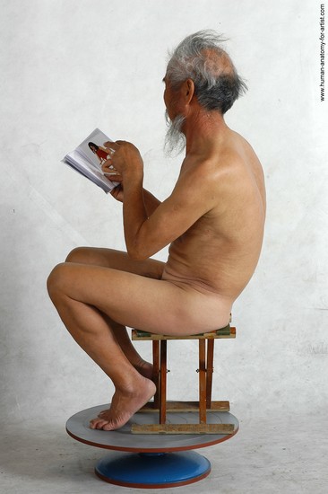 and more Nude Man Asian Sitting poses - simple Slim Short Grey Sitting poses - ALL Realistic