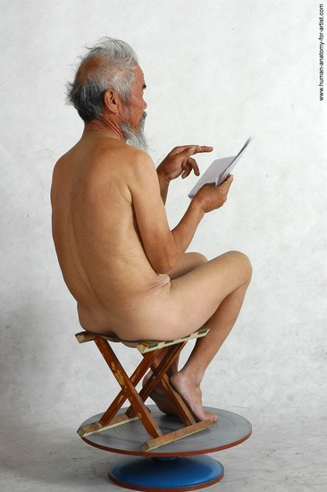 and more Nude Man Asian Sitting poses - simple Slim Short Grey Sitting poses - ALL Realistic