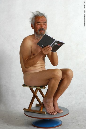 and more Nude Man Asian Sitting poses - simple Slim Short Grey Sitting poses - ALL Realistic