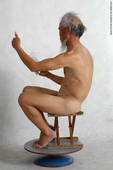 and more Nude Man Asian Sitting poses - simple Slim Short Grey Sitting poses - ALL Realistic