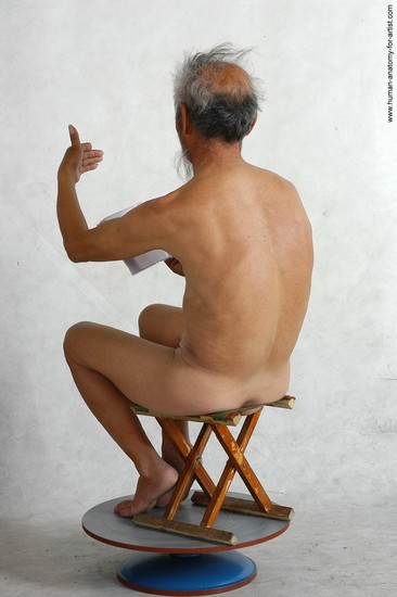 and more Nude Man Asian Sitting poses - simple Slim Short Grey Sitting poses - ALL Realistic