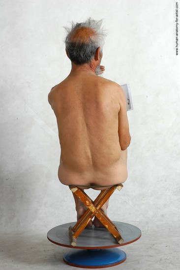 and more Nude Man Asian Sitting poses - simple Slim Short Grey Sitting poses - ALL Realistic