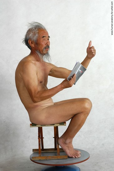 and more Nude Man Asian Sitting poses - simple Slim Short Grey Sitting poses - ALL Realistic