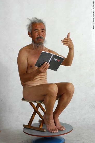 and more Nude Man Asian Sitting poses - simple Slim Short Grey Sitting poses - ALL Realistic