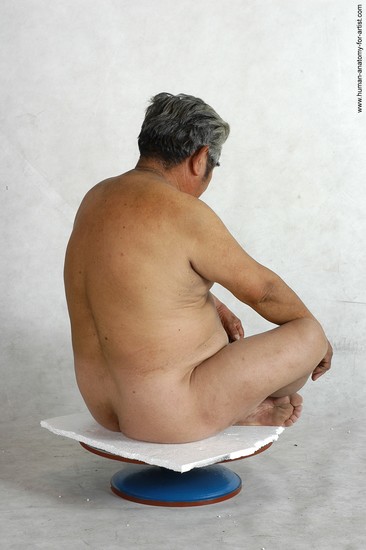 Nude Man Asian Sitting poses - simple Chubby Short Grey Sitting poses - ALL Realistic