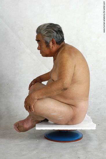 Nude Man Asian Sitting poses - simple Chubby Short Grey Sitting poses - ALL Realistic