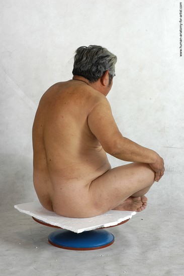 Nude Man Asian Sitting poses - simple Chubby Short Grey Sitting poses - ALL Realistic