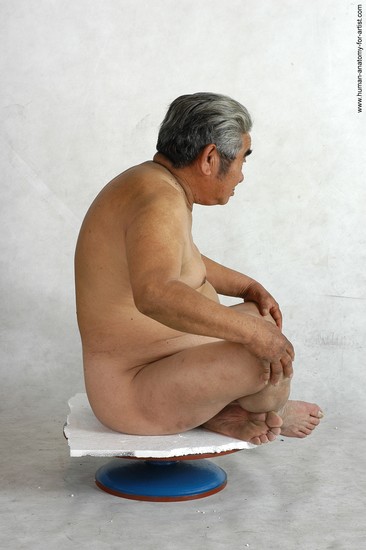 Nude Man Asian Sitting poses - simple Chubby Short Grey Sitting poses - ALL Realistic