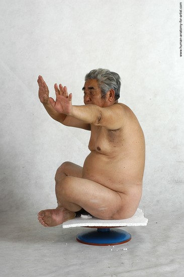 Nude Man Asian Sitting poses - simple Chubby Short Grey Sitting poses - ALL Realistic