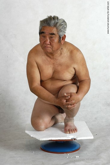 Nude Man Asian Sitting poses - simple Chubby Short Grey Sitting poses - ALL Realistic