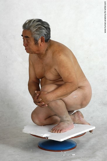 Nude Man Asian Sitting poses - simple Chubby Short Grey Sitting poses - ALL Realistic