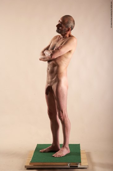 Nude Man White Standing poses - ALL Slim Bald Standing poses - simple Realistic