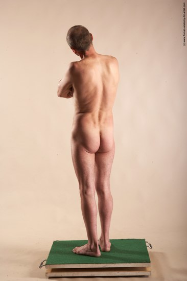 Nude Man White Standing poses - ALL Slim Bald Standing poses - simple Realistic