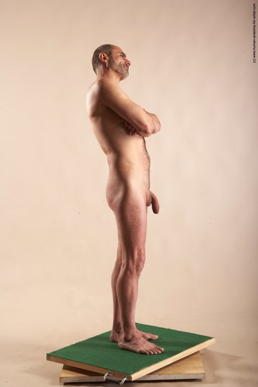 Nude Man White Standing poses - ALL Slim Bald Standing poses - simple Realistic