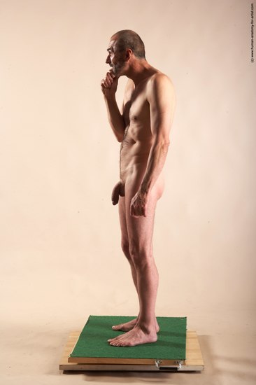 Nude Man White Standing poses - ALL Slim Bald Standing poses - simple Realistic