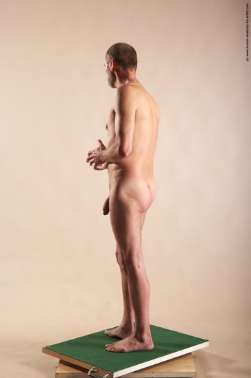 Nude Man White Standing poses - ALL Slim Bald Standing poses - simple Realistic