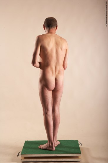 Nude Man White Standing poses - ALL Slim Bald Standing poses - simple Realistic