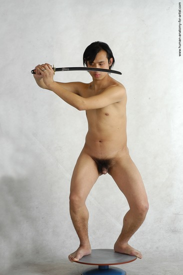 Nude Fighting with sword Man Asian Standing poses - ALL Average Medium Black Standing poses - simple Realistic