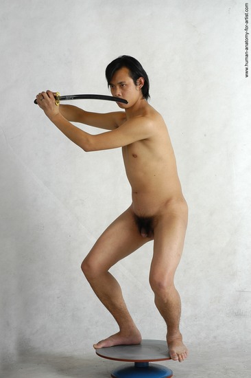 Nude Fighting with sword Man Asian Standing poses - ALL Average Medium Black Standing poses - simple Realistic