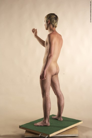 Nude Man White Moving poses Slim Short Blond Realistic