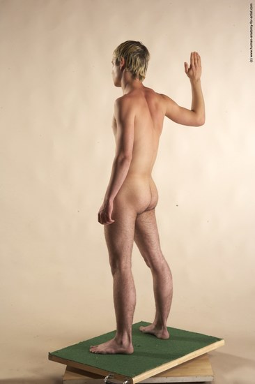 Nude Man White Moving poses Slim Short Blond Realistic