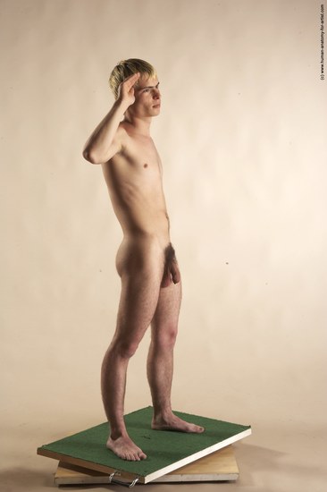 Nude Man White Moving poses Slim Short Blond Realistic