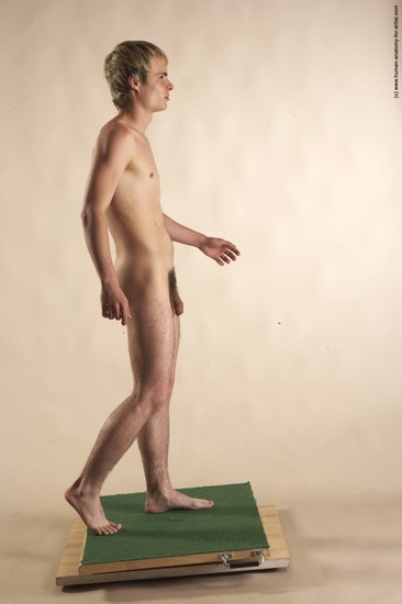 Nude Man White Moving poses Slim Short Blond Realistic