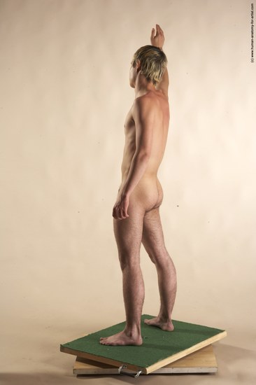 Nude Man White Moving poses Slim Short Blond Realistic