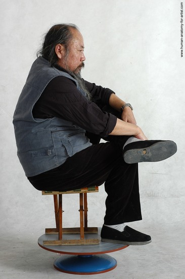 and more Casual Man Asian Sitting poses - simple Chubby Bald Black Sitting poses - ALL Academic