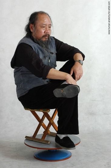 and more Casual Man Asian Sitting poses - simple Chubby Bald Black Sitting poses - ALL Academic