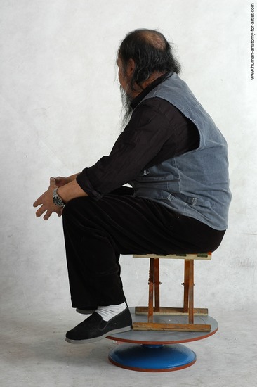 and more Casual Man Asian Sitting poses - simple Chubby Bald Black Sitting poses - ALL Academic