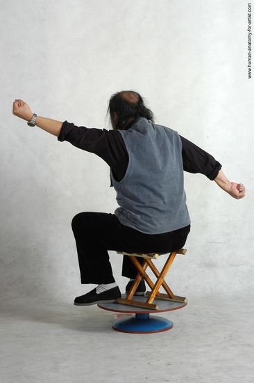 and more Casual Man Asian Sitting poses - simple Chubby Bald Black Sitting poses - ALL Academic