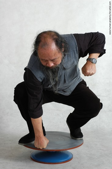 and more Casual Man Asian Standing poses - ALL Chubby Bald Standing poses - knee-bend Black Academic