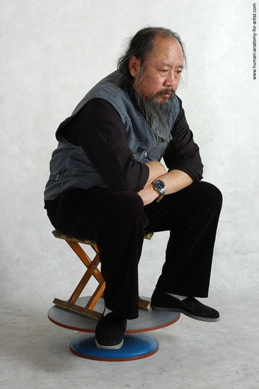 and more Casual Man Asian Sitting poses - simple Chubby Bald Black Sitting poses - ALL Academic