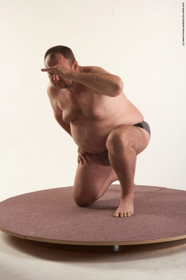 Underwear Man White Kneeling poses - ALL Chubby Short Brown Kneeling poses - on one knee Academic