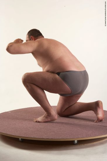 Underwear Man White Kneeling poses - ALL Chubby Short Brown Kneeling poses - on one knee Academic