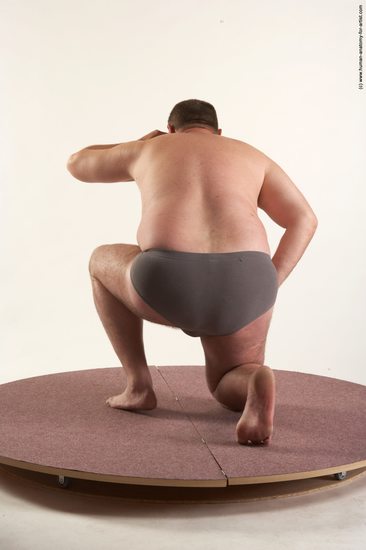 Underwear Man White Kneeling poses - ALL Chubby Short Brown Kneeling poses - on one knee Academic