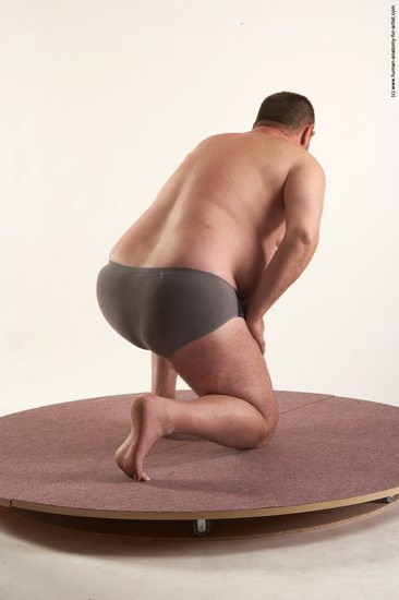 Underwear Man White Kneeling poses - ALL Chubby Short Brown Kneeling poses - on one knee Academic